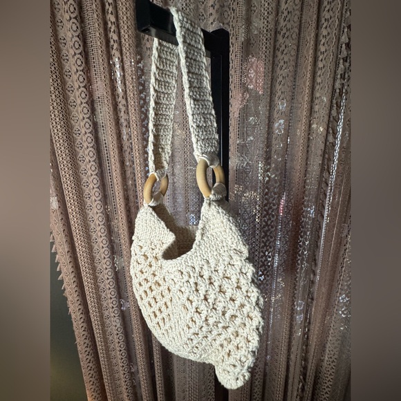 VTG Cream Crochet Shoulder Bag - Picture 2 of 4